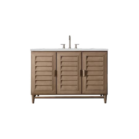 James Martin Vanities Portland 48in Single Vanity Whitewashed Walnut w/ 3 CM Ethereal Noctis Quartz Top 620-V48-WW-3ENC